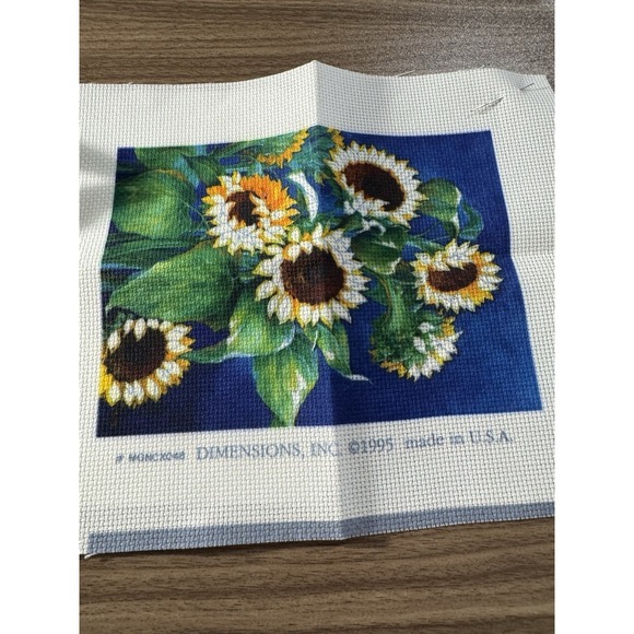 Vtg Dimensions Harvest Of Gold No Count Cross Stitch Kit 5"x7" Sunflowers #6685 - Picture 5 of 8